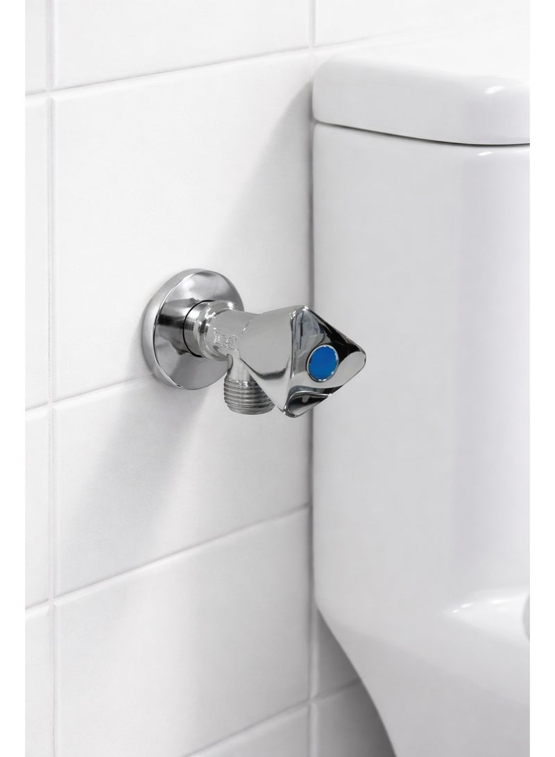 PEX Brass Angle Valve 1/2” x 1/2” with Tricorn Handle – Chrome Finish - Image 3